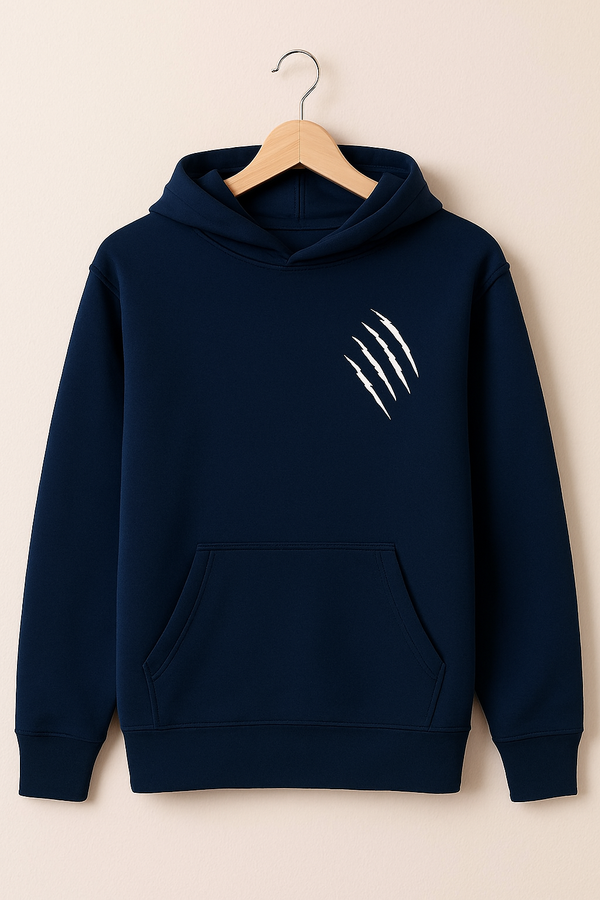 Navy Blue Hoodie with Claw Marks
