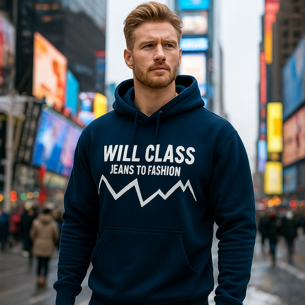 Dark Navy Fashion Statement Text Hoodie